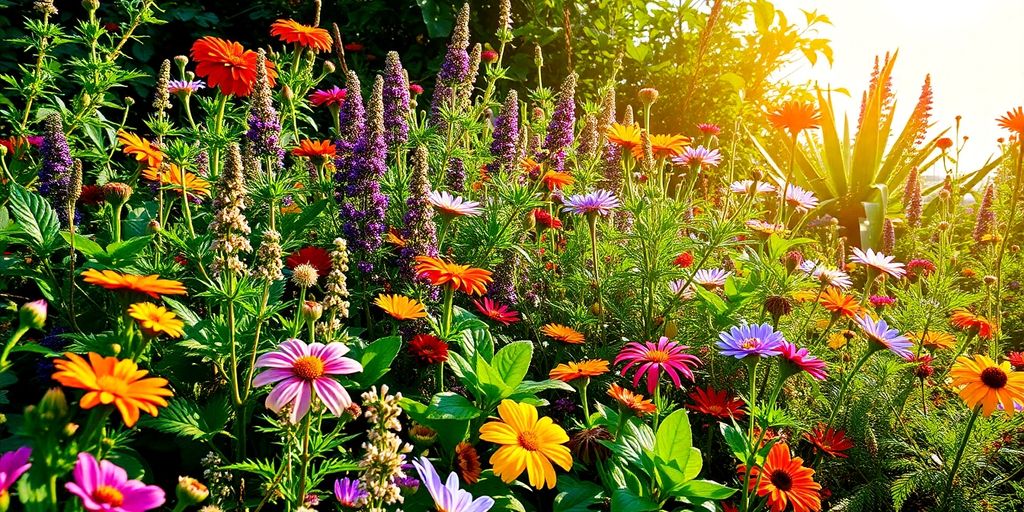 Colorful plants representing diversity in a balanced ecosystem.