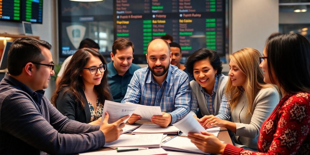 People discussing stock investing together, focusing on learning.