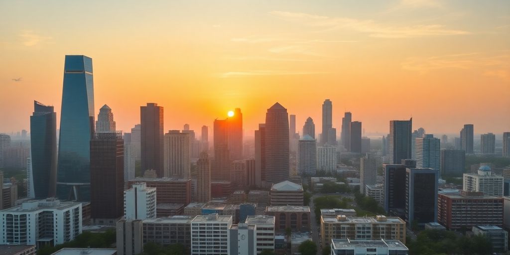 City skyline with modern buildings representing investment opportunities.